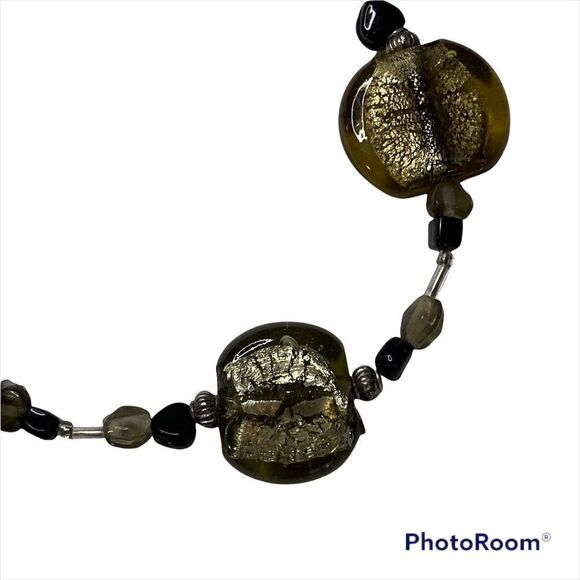 Vintage Brown/Black Stone with Multi Bead Necklace - Twisted Latch - Picture 4 of 4